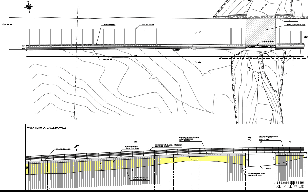 disegni di progetto per ripristino strutture del ponte