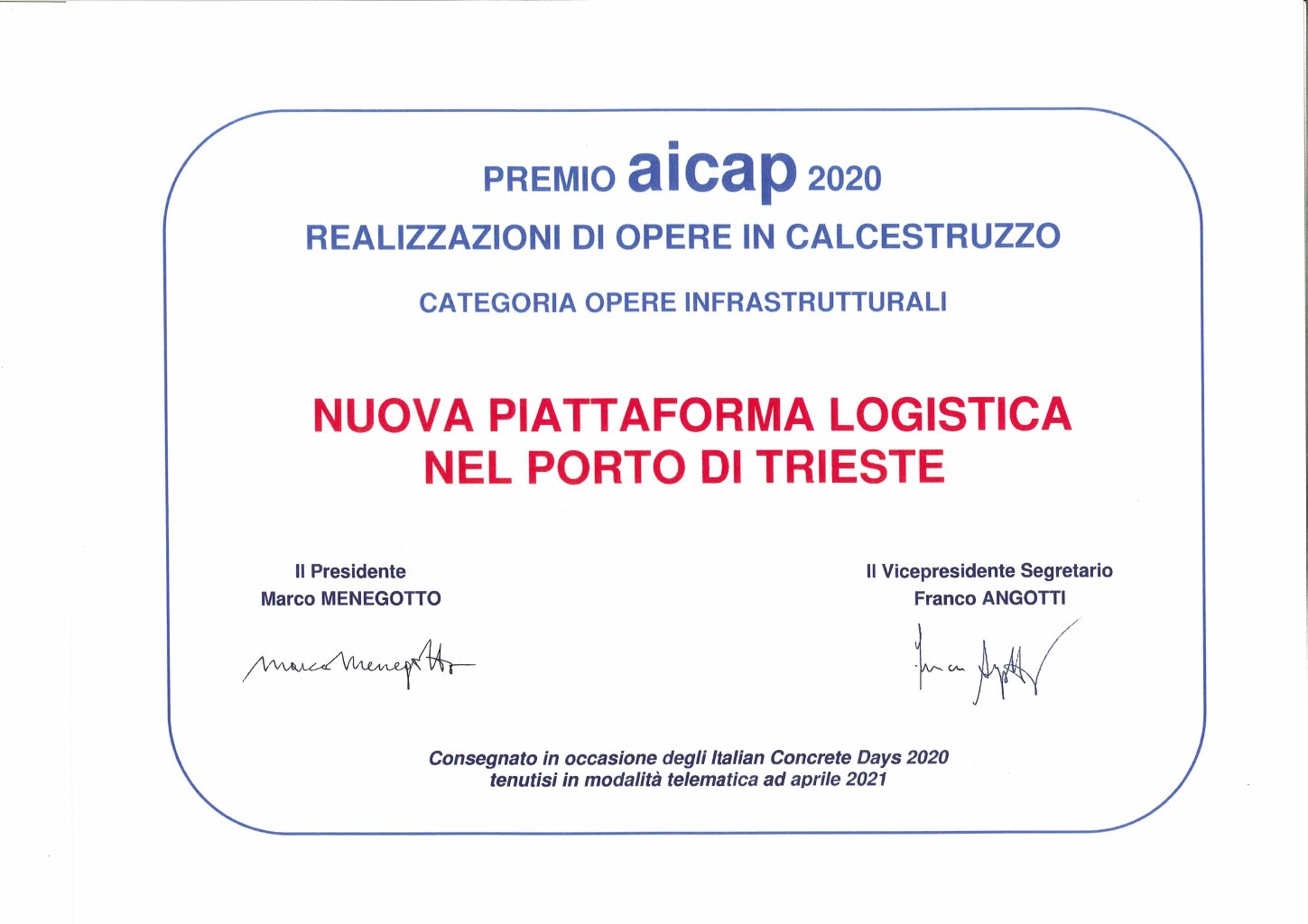 Alpe Progetti Premio AICAP 2020